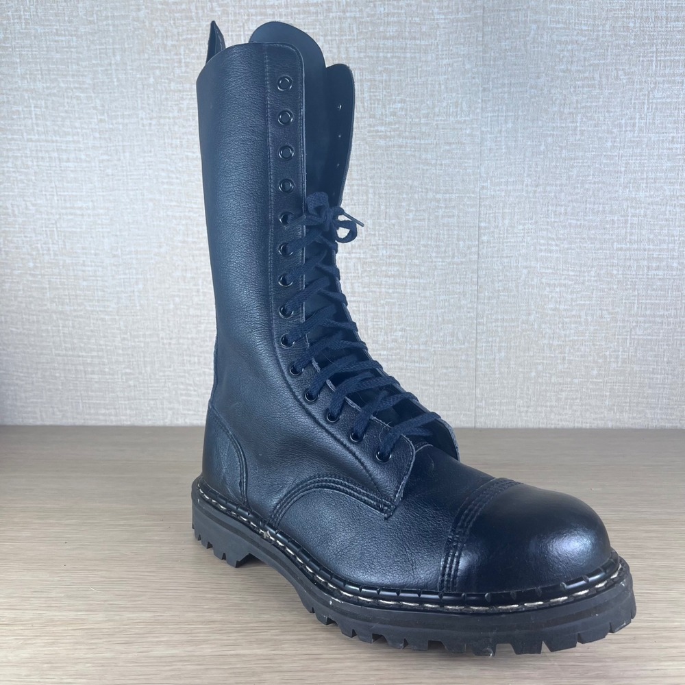 Gripfast Made In England Steel Toe Combat Boots Black Leather 14 Eye Punk Goth